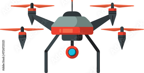 Modern quadcopter drone illustration with propellers extended vector eps scalable