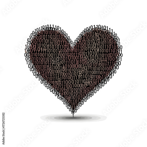 Data Love Binary Code Heart for Technology Romance, Coding Passion, Digital Affection, Geeky Romance, Valentine's Day Tech, Modern Love Concept