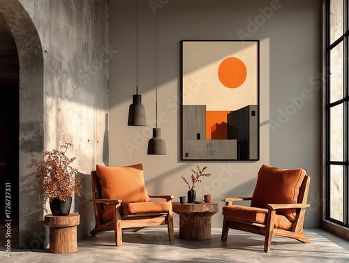 70's Postmodern Split Level Los Angeles Architecture Poster Print for Interior Design and Home Decoration