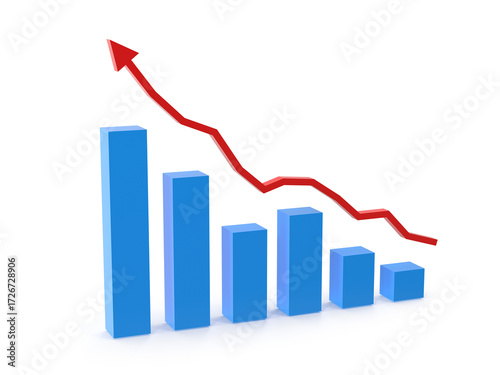 Free Download Financial performance rising and falling bar chart with red trend line - GFXLoad