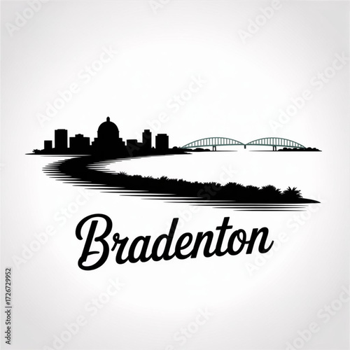 Bradenton Florida Skyline Silhouette — A Gulf Coast Waterfront City Vector Illustration