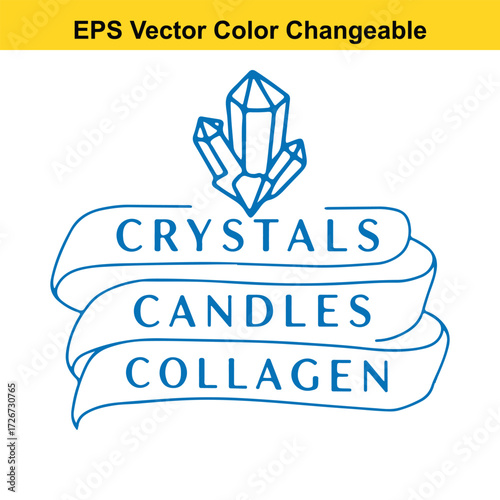 Vector art of crystals candles collagen logo