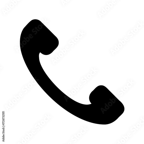 Black and white icon of a classic telephone receiver handset