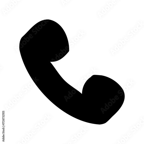 Simple black phone handset icon, design element for communication usage purpose