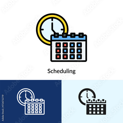 Scheduling Icon Filled Collection With Multi Styles