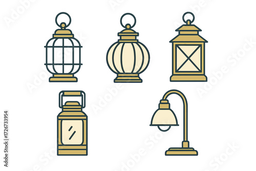 Elegant collection of diverse vintage and contemporary lanterns and lamps for decorative and functional lighting solutions