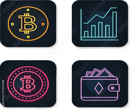 Finance icons set vector illustration for business and web design