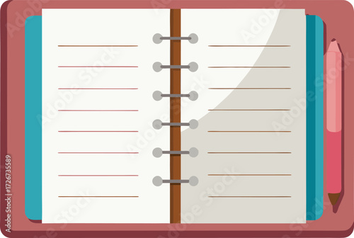 Open ring bound planner notebook mockup vector illustration for business and personal organization