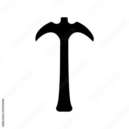 Silhouette of a medieval bardiche with sharp blades on a white background