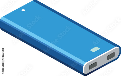 Slim portable power bank mockup vector illustration for device charging and technology concepts