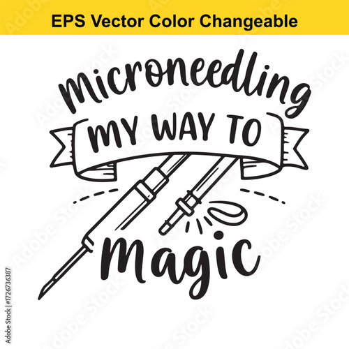 Vector art of microneedling my way to magic