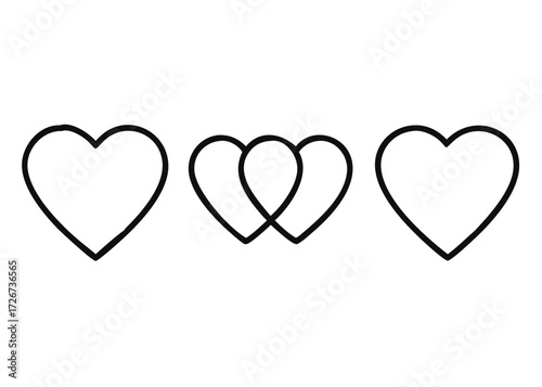 Heart vector icon Line, concept of love isolated on white