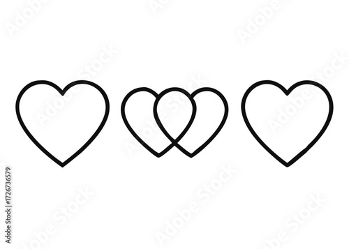 Heart vector icon Line, concept of love isolated on white