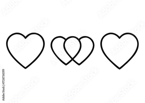 Heart vector icon Line, concept of love isolated on white
