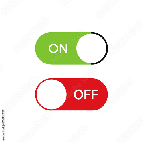 On and Off Toggle Switch Buttons, with Modern Devices User Interface, vector icon Illustration