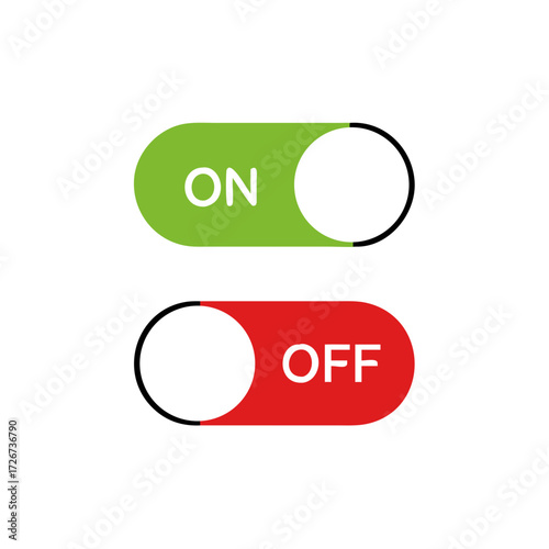 On and Off Toggle Switch Buttons, with Modern Devices User Interface, vector icon Illustration