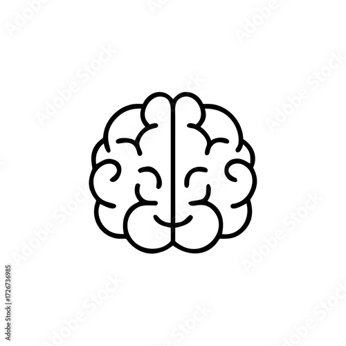 Human brain vector icon illustration, brain symbol in line style isolated on white background,