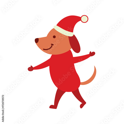 Christmas fox cartoon character. fox charismas cartoon vector illustration.