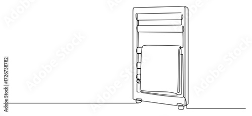 Minimalist outline portable electric room heater on wheels – slim modern home radiator appliance vector line‑art icon