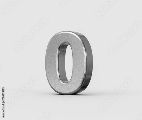 Sleek metallic 3D digit zero, ideal for numerical, financial, or data concepts. 3d illustration