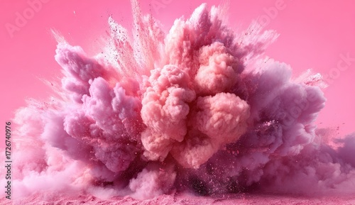 Pink powder explosion on a pink background (5)