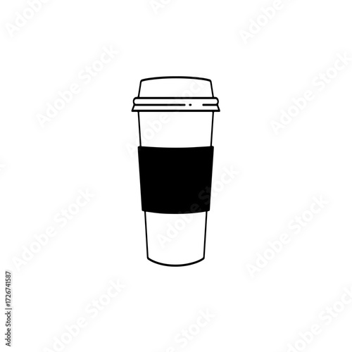 Minimal vector illustration of paper coffee cup with lid. Clean and modern design, ideal for branding, web icons, and Coffee Day graphics.