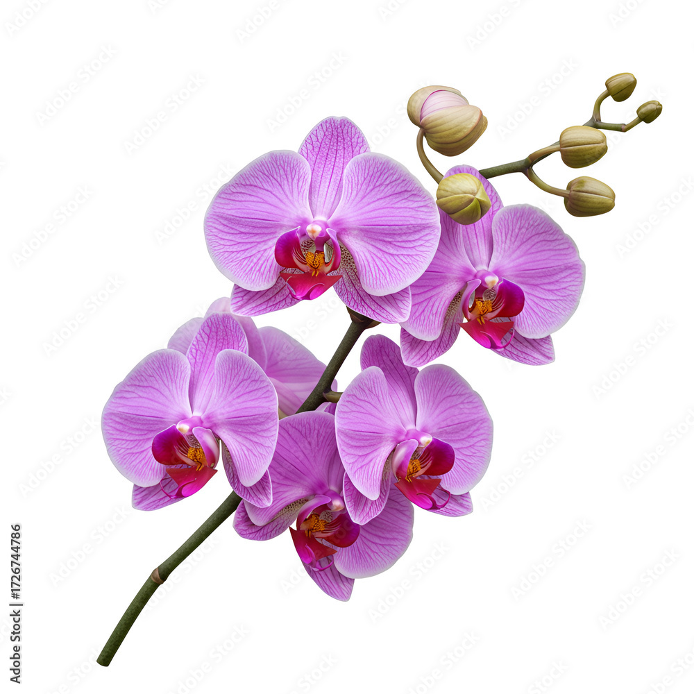 Obraz premium Capture the delicate beauty of a vibrant pink orchid, perfect for adding a touch of elegance to any design or project with a natural, floral aesthetic.