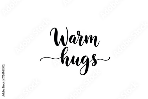 Emotional connection through warm hugs personal space typography minimalist design positive vibes. Vector illustration