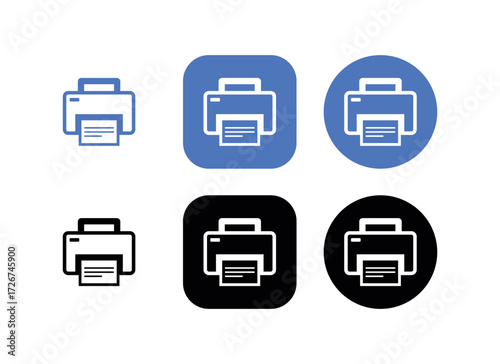 Print Icon Set, Printer Symbols, Scalable Vector UI Icons for Scan, Copy and Document Actions
