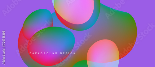Abstract colorful overlapping circles create vibrant design. Purple backdrop enhances visual impact, modern aesthetic.