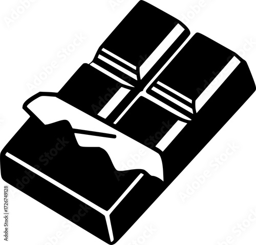 chocolate bar, simple black and white illustration