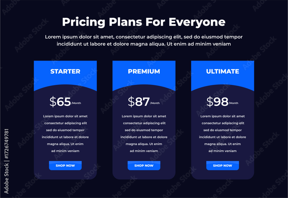 Naklejka premium plan pricing table template design ui