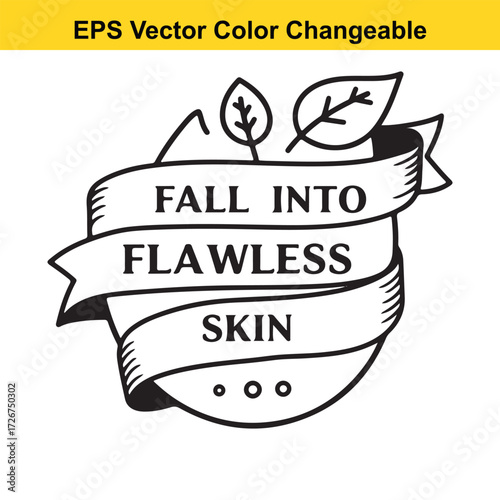 Vector art of fall into flawless skin banner with leaves