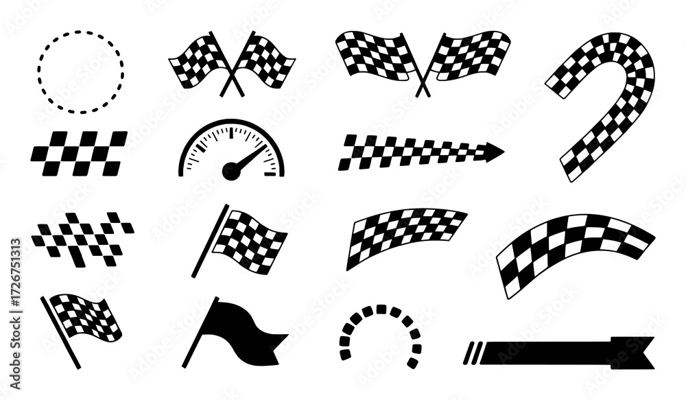 Fototapeta premium Collection of Racing and Speed Themed Icons and Graphics
