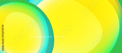 Abstract vibrant layers create dynamic yellow, green gradient. Modern design suggests energy, flow, positive vibes. Simple, clean aesthetic.