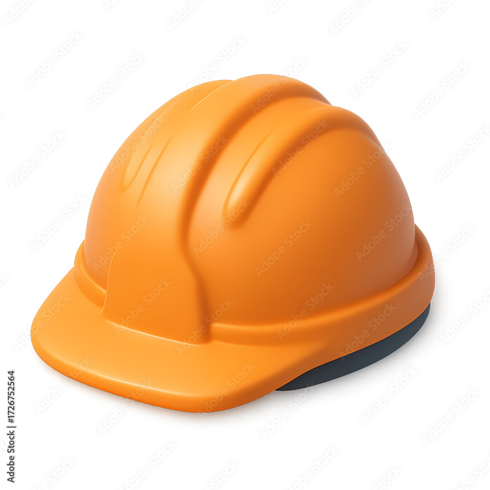 Fototapeta premium 3D Render Protective orange hard hat suitable for construction and industrial safety applications.