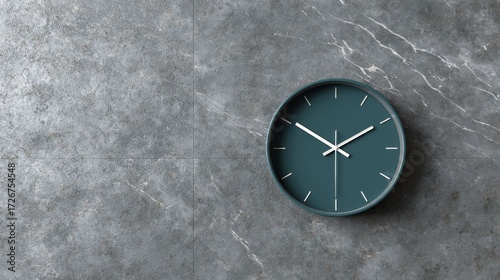 Wallpaper Mural Modern teal wall clock with bold white numerals on textured gray background, minimalist design, medium shot, stylish and contemporary decor focus, copy space Torontodigital.ca