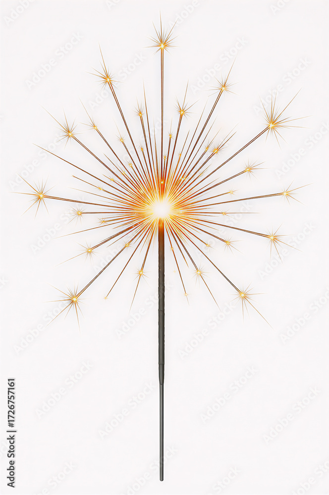 Obraz premium Bright sparkler starburst effect on white background