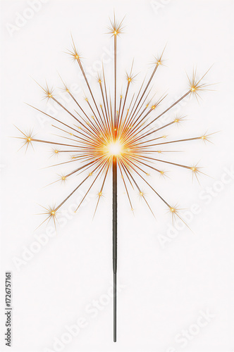 Bright sparkler starburst effect on white background