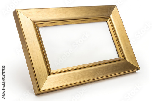 Elegant gold picture frame isolated on white background for design presentation