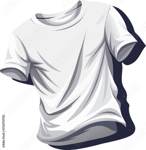 lank White T-shirt Template Vector Mockup for Clothing Design Presentation