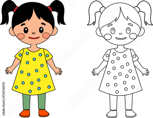 Cartoon girl coloring page