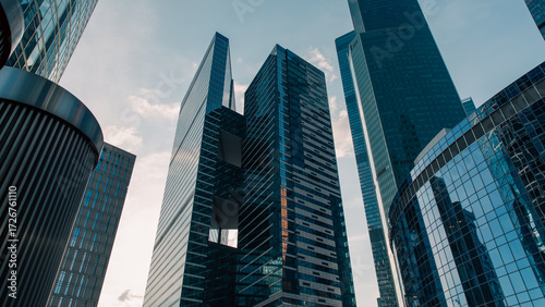 Wallpaper Mural bottom view of the tall skyscrapers of the business district of a modern city Torontodigital.ca
