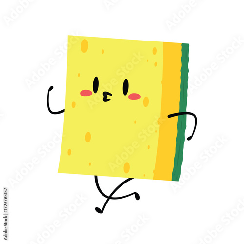 Sponge character vector isolated. Sponge on white background.