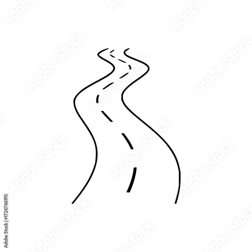 Sinuous route ahead, a simple road illustration guides the way forward, perfect for travel, adventure or direction concepts, originally a scalable graphic