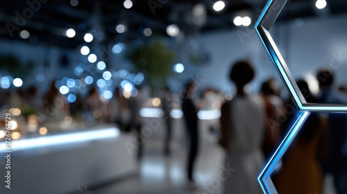 An elegant event space filled with a diverse crowd, enhanced by ambient lighting and modern décor, creating an inviting atmosphere for social connections and memorable experiences.