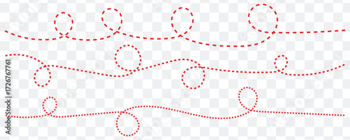 dashed hand drawn squiggle loopy line vector icon, ideal for decorative borders or accents, isolated on transparent background for flexible design use. Eps 10.