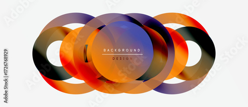 Abstract colorful overlapping circles create modern design. Gradient hues blend, forming dynamic visual composition. Background text reads background design.
