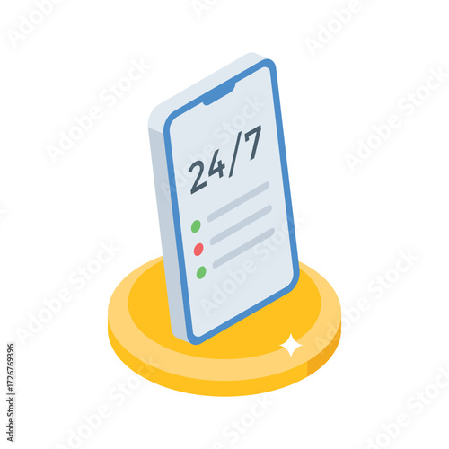 24 hours support service isometric vector design in modern style