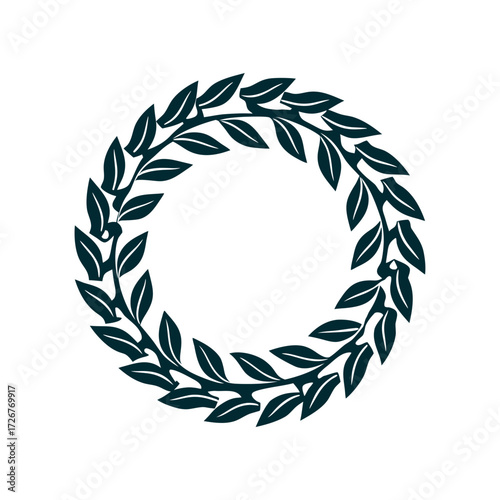 Elegant Laurel Wreath Circle Frame - Forest Green Laurel Wreath Circular wreath with overlapping leaves Olympic inspired in forest green